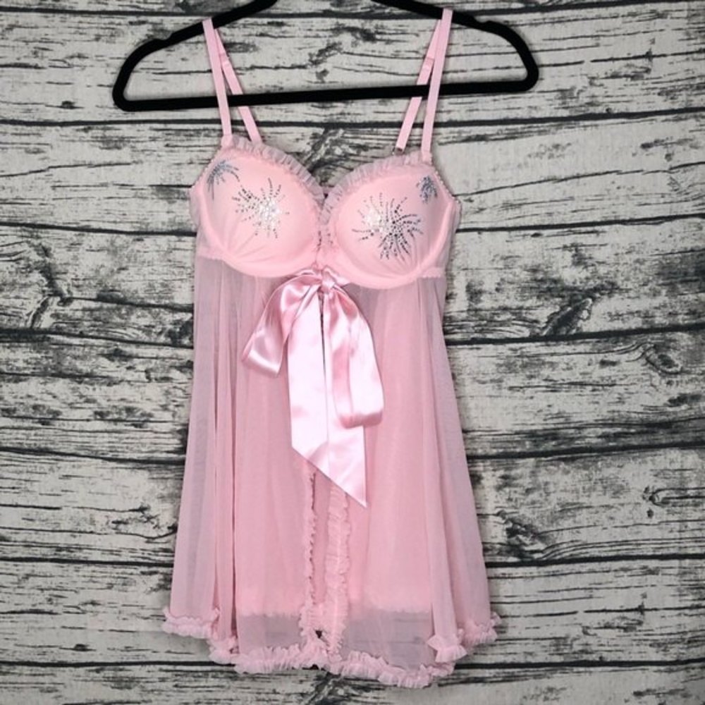 Sexy Little Things Pink Rhinestone Babydoll 36B